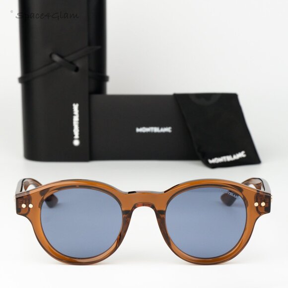 Montblanc Women Sunglasses Brown Blue Round MB0287S 003 NEW AUTHENTIC main image 7